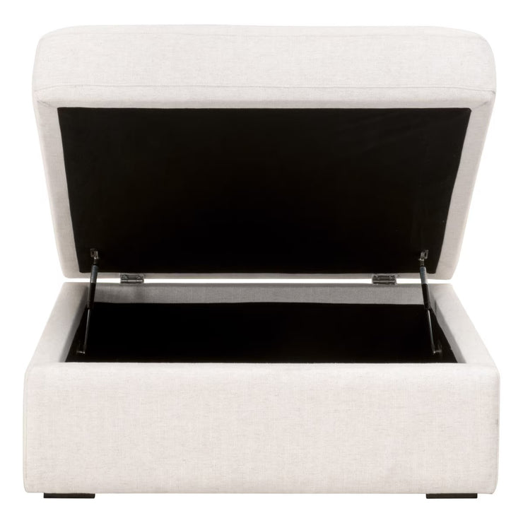 Essentials For Living Daley Modular Storage Ottoman ~ Performance Textured Cream Linen, Espresso