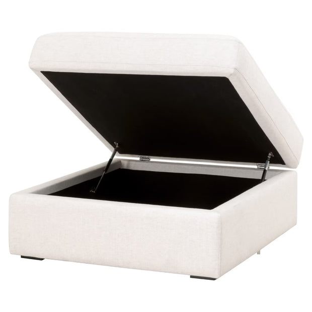 Essentials For Living Daley Modular Storage Ottoman ~ Performance Textured Cream Linen, Espresso