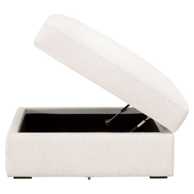 Essentials For Living Daley Modular Storage Ottoman ~ Performance Textured Cream Linen, Espresso