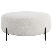 Uttermost Arles White Faux Shearling Large Round Ottoman