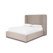 Four Hands Octavia Shelter Bed ~ Alcala Taupe Upholstered Performance Fabric King Size Bed