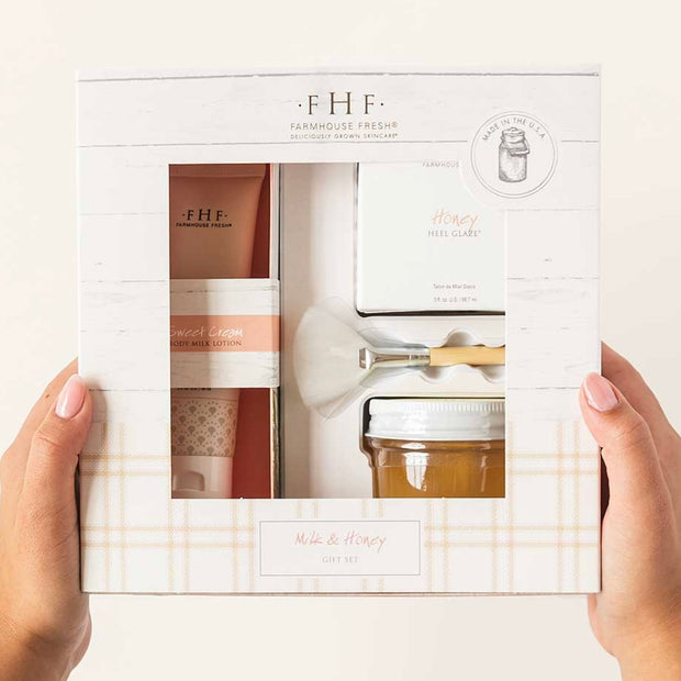 Farmhouse Fresh Milk and Honey Deluxe Boxed Gift Set ~ Honey Heel Glaze and Sweet Cream Body Milk