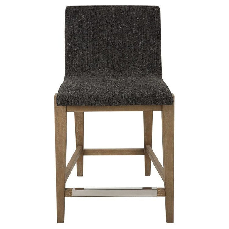 Uttermost Klemens Charcoal Fabric Seat with Light Walnut Base Counter Stool