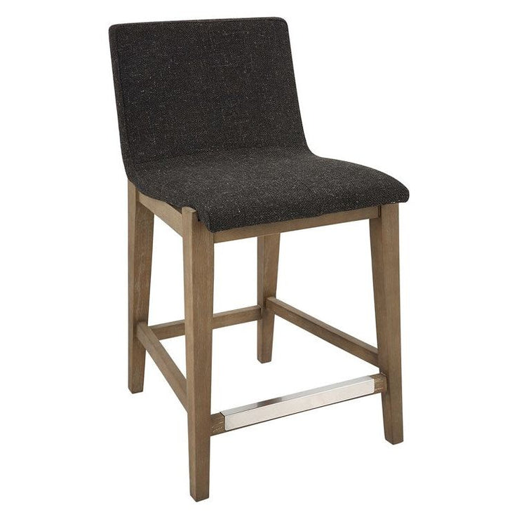 Uttermost Klemens Charcoal Fabric Seat with Light Walnut Base Counter Stool