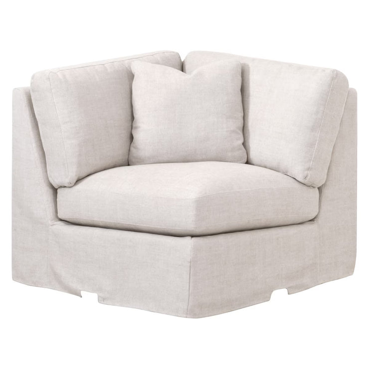 Essentials For Living Lena Modular Slipcover Corner Chair ~ Bisque, Espresso