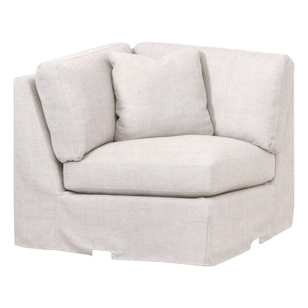 Essentials For Living Lena Modular Slipcover Corner Chair ~ Bisque, Espresso