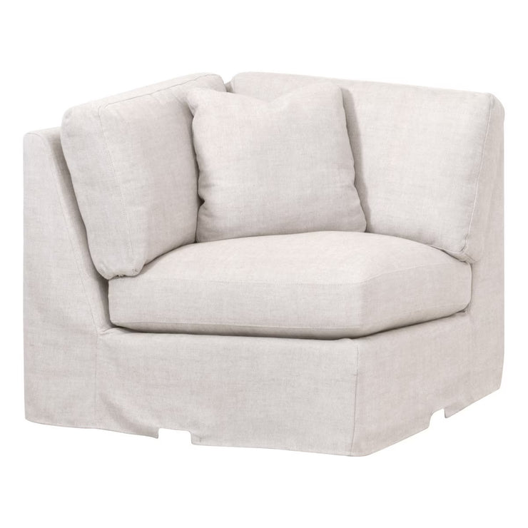Essentials For Living Lena Modular Slipcover Corner Chair ~ Bisque, Espresso