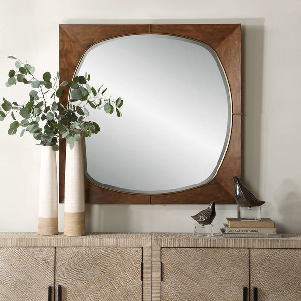 Uttermost Garonne Solid Pine Wood Square Mirror