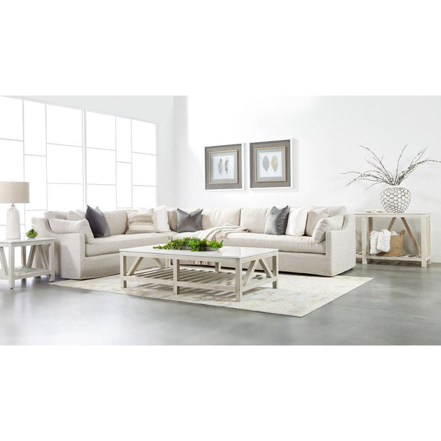 Essentials For Living Lena Modular Slipcover Corner Chair ~ Bisque, Espresso