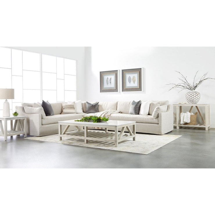 Essentials For Living Lena Modular Slipcover Corner Chair ~ Bisque, Espresso