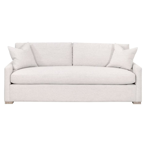 Essentials For Living Clara 86” Arm Queen Sleeper Sofa ~ Performance Stone Basketweave, Natural Gray Oak