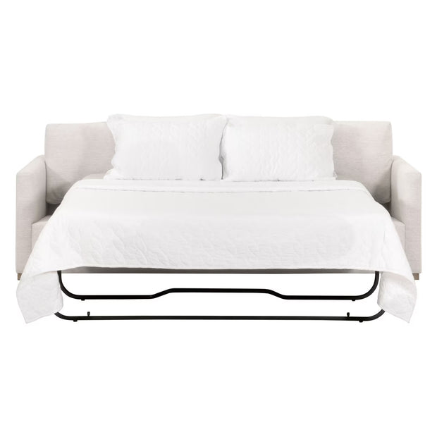 Essentials For Living Clara 86” Arm Queen Sleeper Sofa ~ Performance Stone Basketweave, Natural Gray Oak