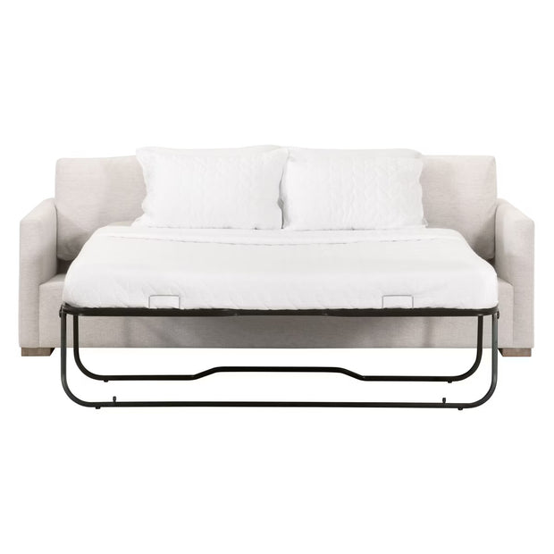 Essentials For Living Clara 86” Arm Queen Sleeper Sofa ~ Performance Stone Basketweave, Natural Gray Oak