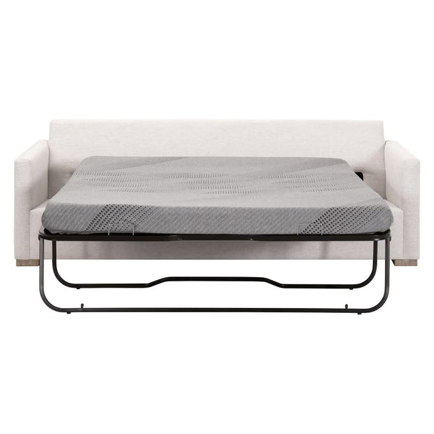 Essentials For Living Clara 86” Arm Queen Sleeper Sofa ~ Performance Stone Basketweave, Natural Gray Oak