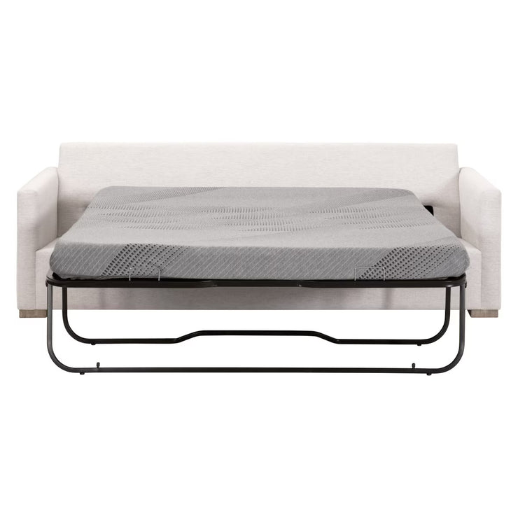 Essentials For Living Clara 86” Arm Queen Sleeper Sofa ~ Performance Stone Basketweave, Natural Gray Oak