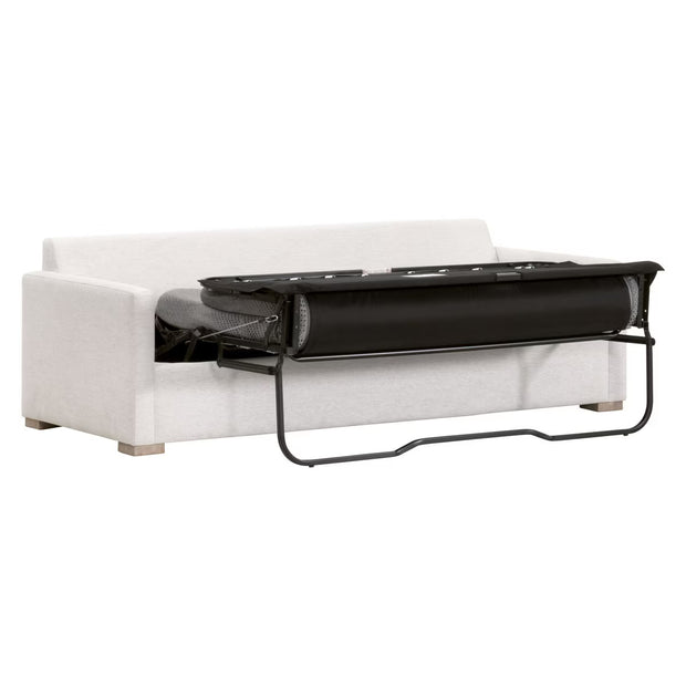 Essentials For Living Clara 86” Arm Queen Sleeper Sofa ~ Performance Stone Basketweave, Natural Gray Oak