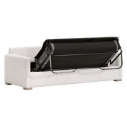 Essentials For Living Clara 86” Arm Queen Sleeper Sofa ~ Performance Stone Basketweave, Natural Gray Oak