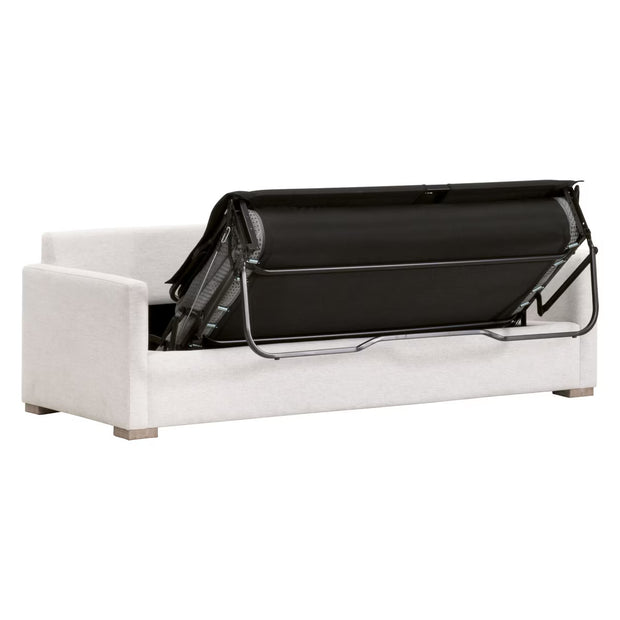 Essentials For Living Clara 86” Arm Queen Sleeper Sofa ~ Performance Stone Basketweave, Natural Gray Oak