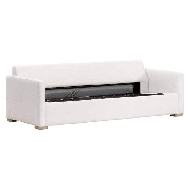 Essentials For Living Clara 86” Arm Queen Sleeper Sofa ~ Performance Stone Basketweave, Natural Gray Oak