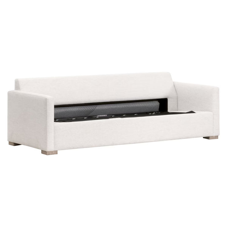 Essentials For Living Clara 86” Arm Queen Sleeper Sofa ~ Performance Stone Basketweave, Natural Gray Oak