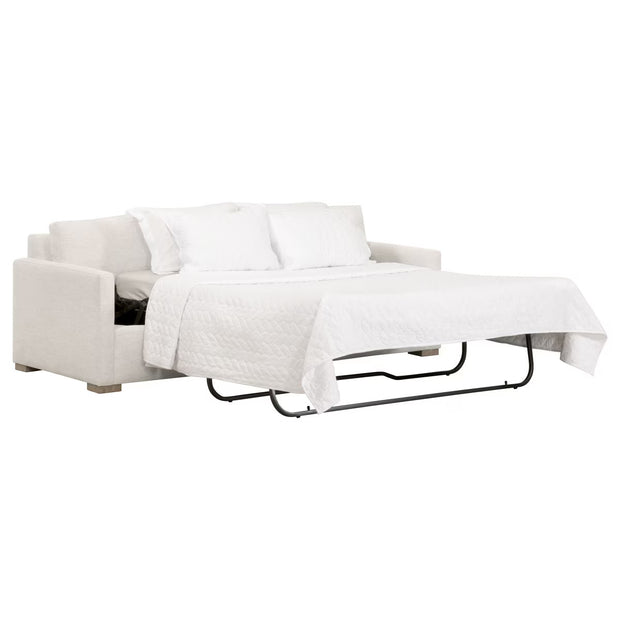 Essentials For Living Clara 86” Arm Queen Sleeper Sofa ~ Performance Stone Basketweave, Natural Gray Oak