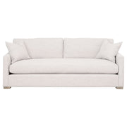 Essentials For Living Clara 86” Slim Arm Sofa ~ Performance Stone Basketweave, Natural Gray Oak