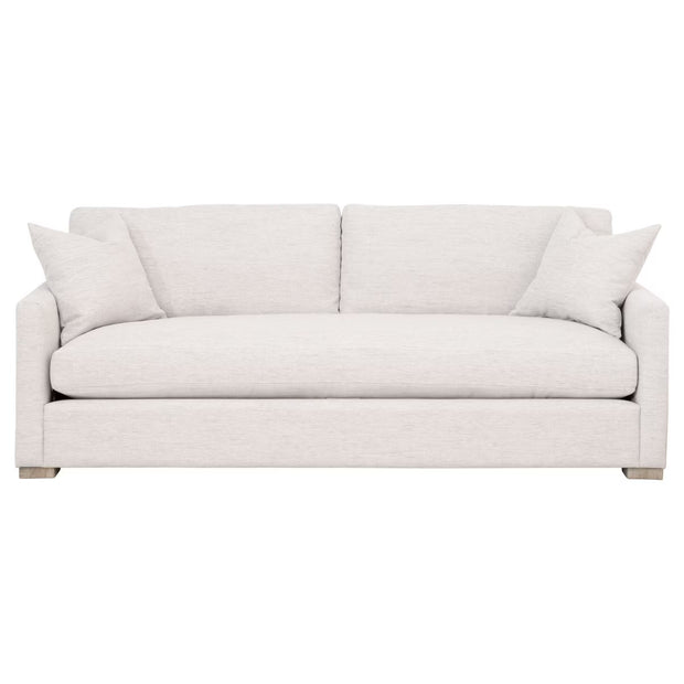 Essentials For Living Clara 86” Slim Arm Sofa ~ Performance Stone Basketweave, Natural Gray Oak