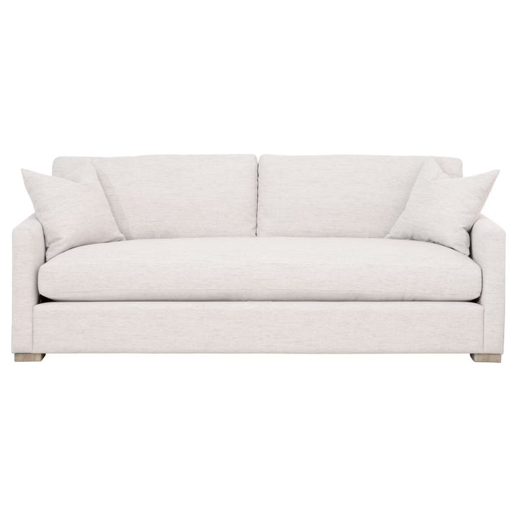 Essentials For Living Clara 86” Slim Arm Sofa ~ Performance Stone Basketweave, Natural Gray Oak