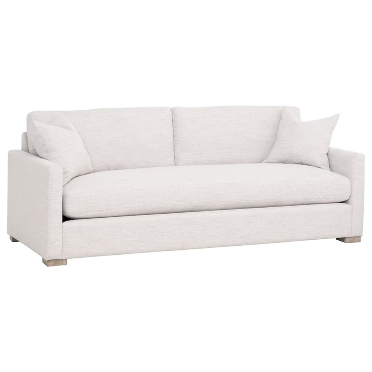 Essentials For Living Clara 86” Slim Arm Sofa ~ Performance Stone Basketweave, Natural Gray Oak