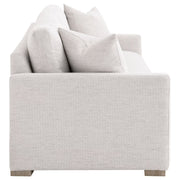 Essentials For Living Clara 86” Slim Arm Sofa ~ Performance Stone Basketweave, Natural Gray Oak