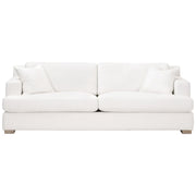 Essentials For Living Dean 92” California Casual Sofa ~ LiveSmart Boucle-Snow, Natural Gray Oak
