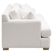 Essentials For Living Dean 92” California Casual Sofa ~ LiveSmart Boucle-Snow, Natural Gray Oak