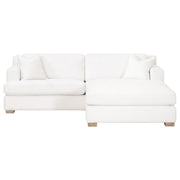 Essentials For Living Dean California Casual Ottoman ~ LiveSmart Boucle-Snow, Natural Gray Oak