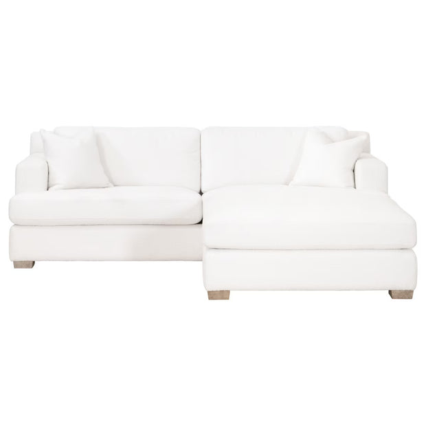 Essentials For Living Dean California Casual Ottoman ~ LiveSmart Boucle-Snow, Natural Gray Oak