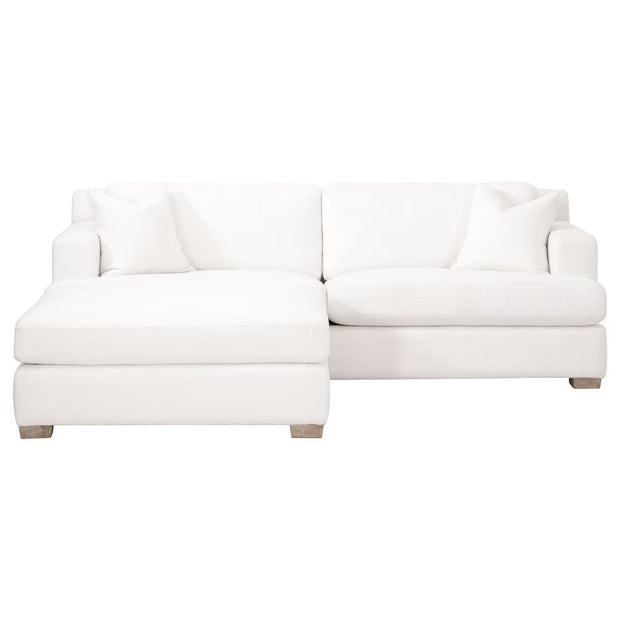 Essentials For Living Dean California Casual Ottoman ~ LiveSmart Boucle-Snow, Natural Gray Oak