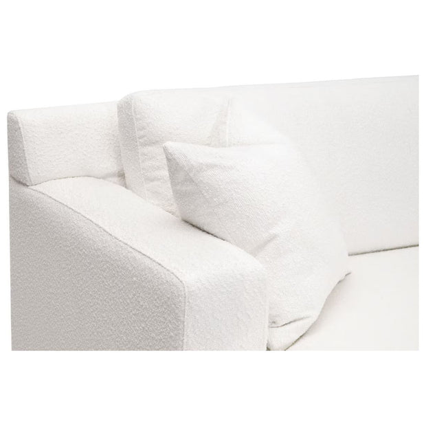 Essentials For Living Dean 92” California Casual Sofa ~ LiveSmart Boucle-Snow, Natural Gray Oak