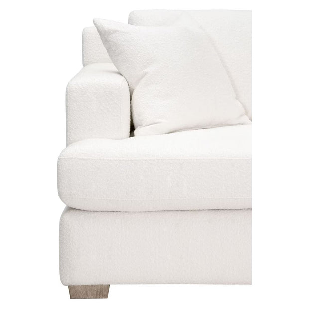 Essentials For Living Dean 92” California Casual Sofa ~ LiveSmart Boucle-Snow, Natural Gray Oak