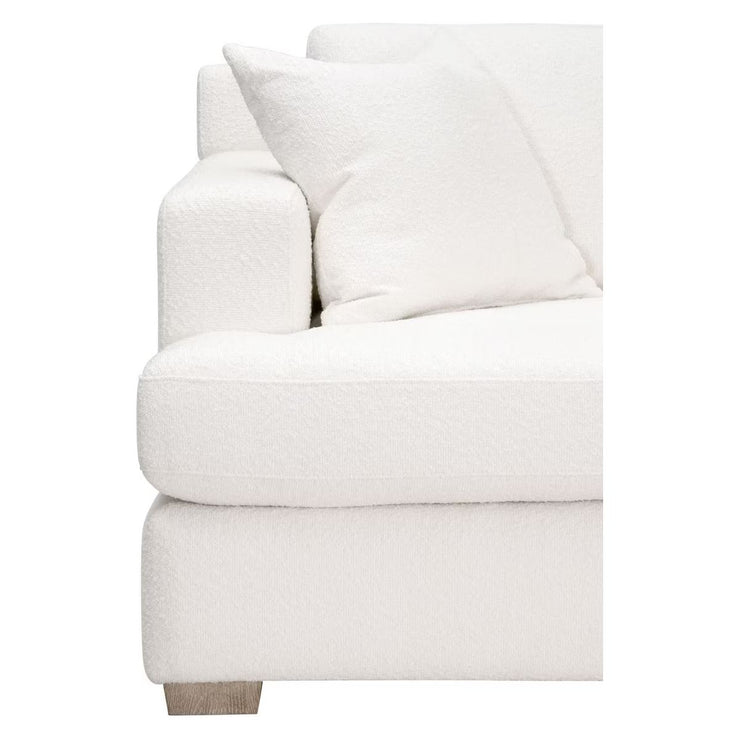 Essentials For Living Dean 92” California Casual Sofa ~ LiveSmart Boucle-Snow, Natural Gray Oak