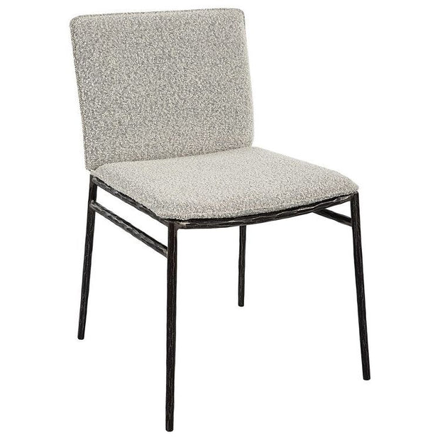 Uttermost Jacobsen Gray Boucle Fabric With Aged Black Iron Dining Chair