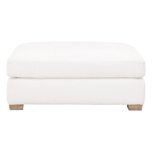 Essentials For Living Dean California Casual Ottoman ~ LiveSmart Boucle-Snow, Natural Gray Oak