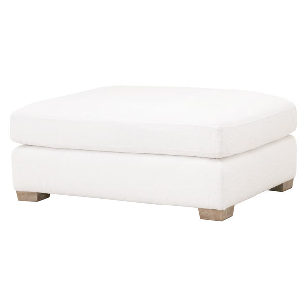 Essentials For Living Dean California Casual Ottoman ~ LiveSmart Boucle-Snow, Natural Gray Oak