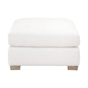 Essentials For Living Dean California Casual Ottoman ~ LiveSmart Boucle-Snow, Natural Gray Oak