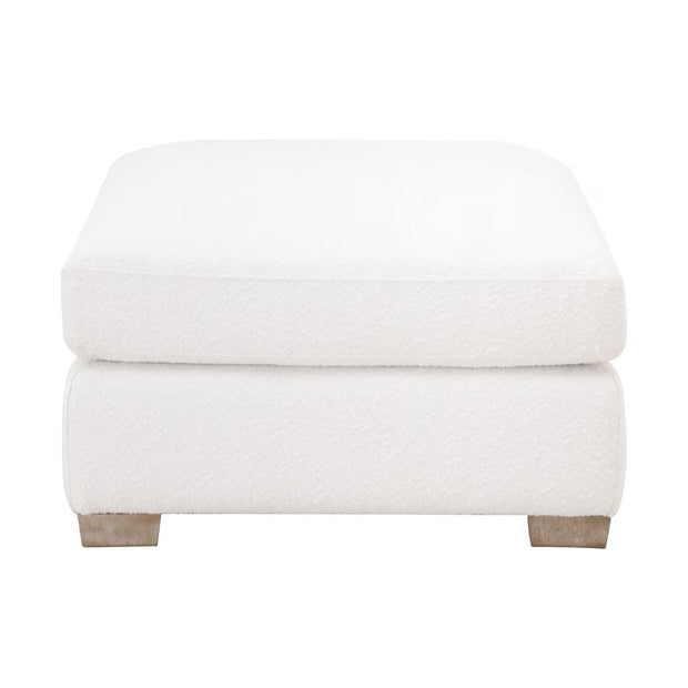 Essentials For Living Dean California Casual Ottoman ~ LiveSmart Boucle-Snow, Natural Gray Oak