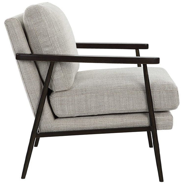Uttermost Sebastian Ivory and Beige Fabric With Dark Bronze Iron Accent Chair