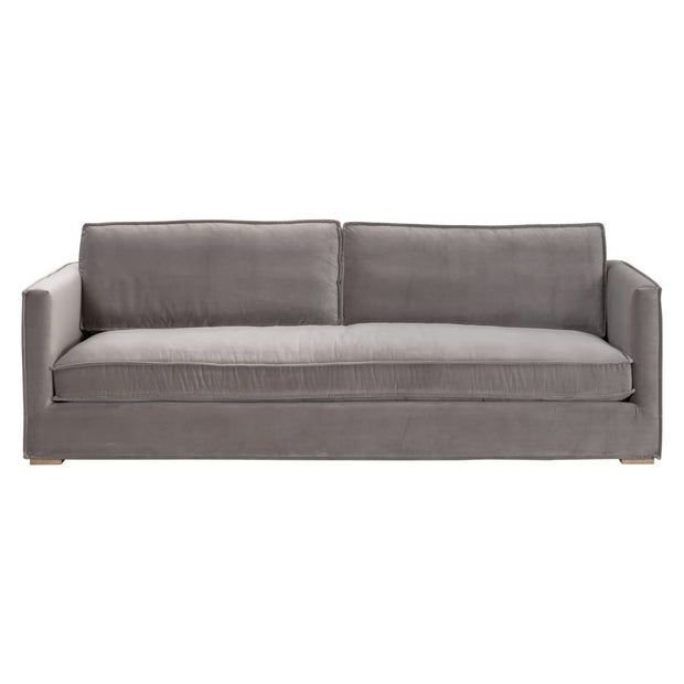 Essentials For Living Easton 96” Flange Sofa ~ Drift Velvet, Natural Gray Oak