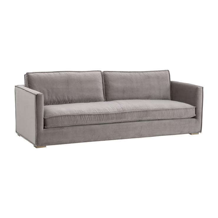 Essentials For Living Easton 96” Flange Sofa ~ Drift Velvet, Natural Gray Oak