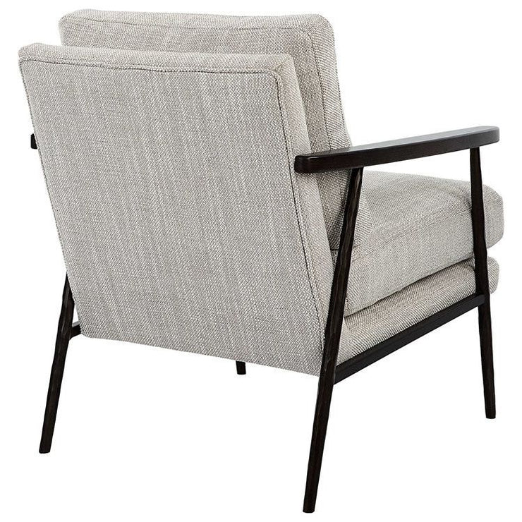 Uttermost Sebastian Ivory and Beige Fabric With Dark Bronze Iron Accent Chair