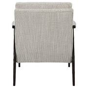 Uttermost Sebastian Ivory and Beige Fabric With Dark Bronze Iron Accent Chair