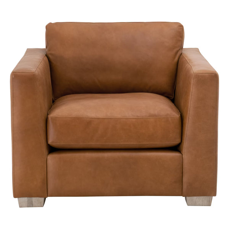 Essentials For Living Hayden Taper Arm Sofa Chair ~ Whiskey Brown Top Grain Leather