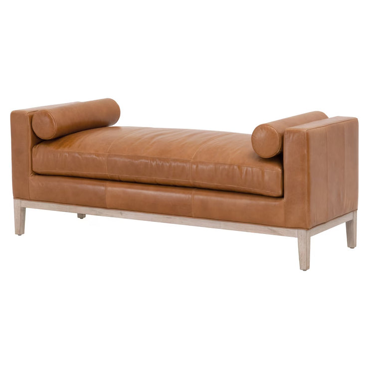 Essentials For Living Keaton Upholstered Bench ~ Whiskey Brown Top Grain Leather